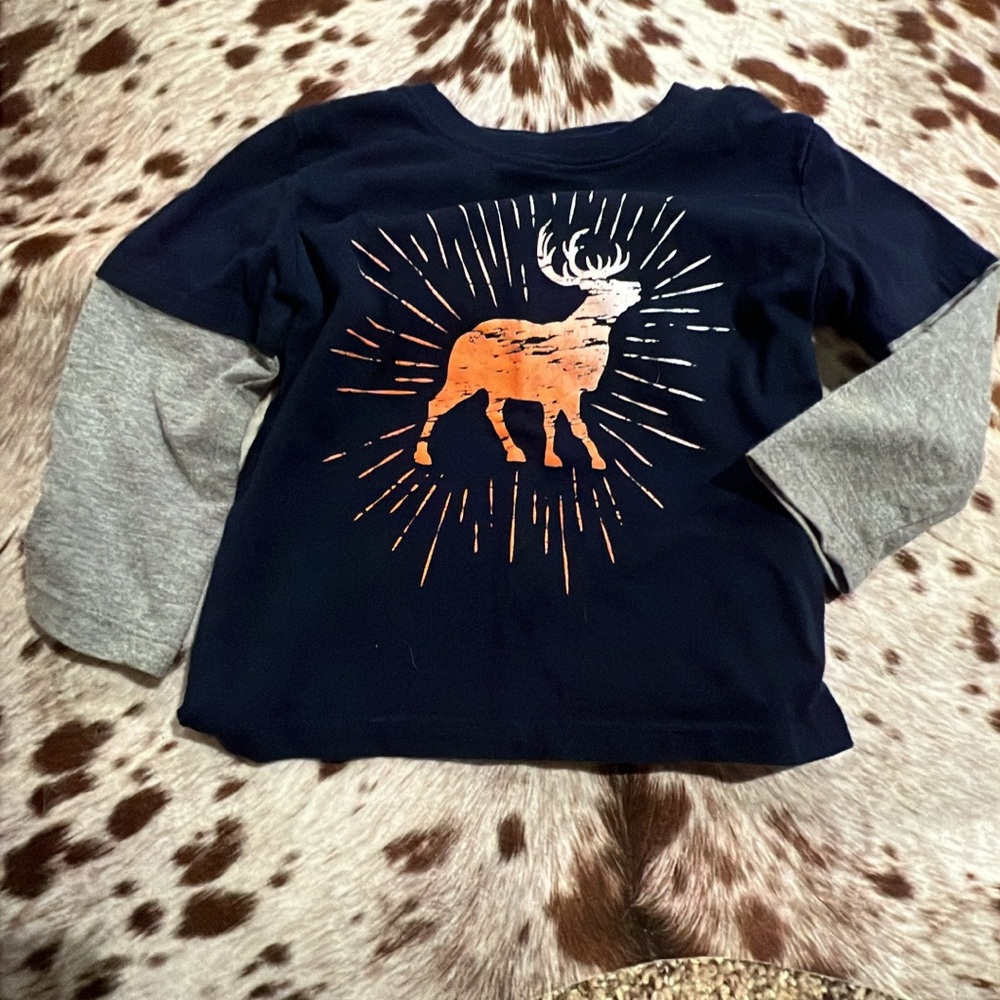 Kids Long Sleeve Shirt with Deer Graphic